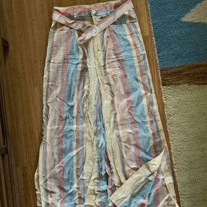 Anthropologie Multi Colored Linen Wide Leg Pants